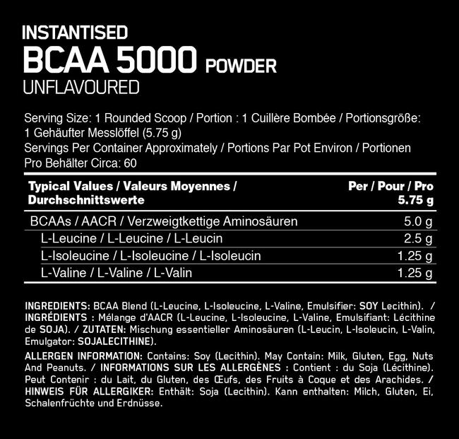 BCAA 5000 Nutritional Information 1