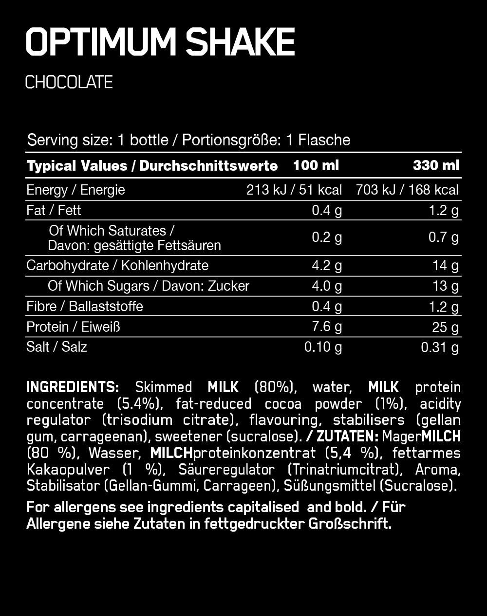 Optimum High Protein Shake Optimum Nutrition Uk