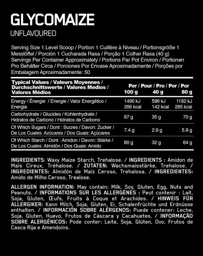 Glycomaize Elite Nutritional Information 1