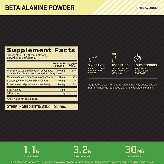 ベータアラニンパウダー Nutritional Information 1