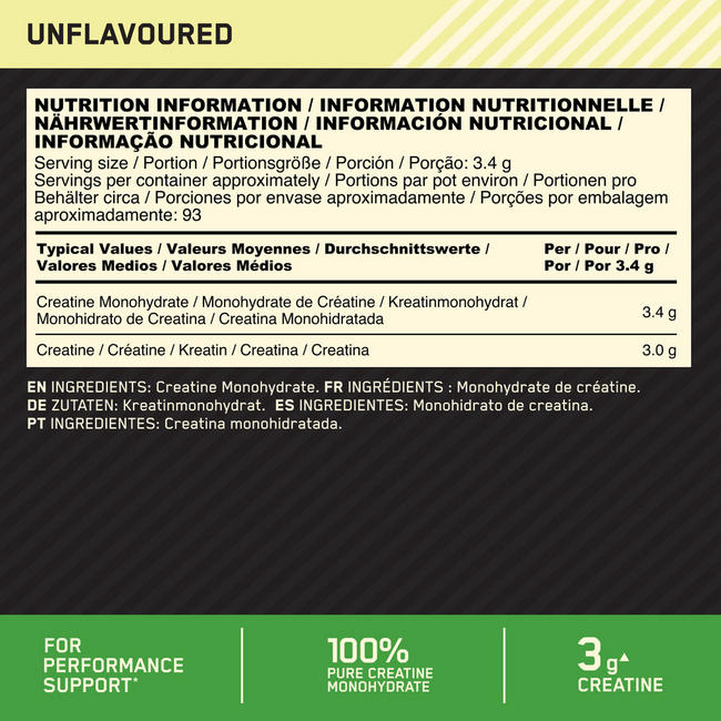 Micronised Creatine Powder Nutritional Information 1