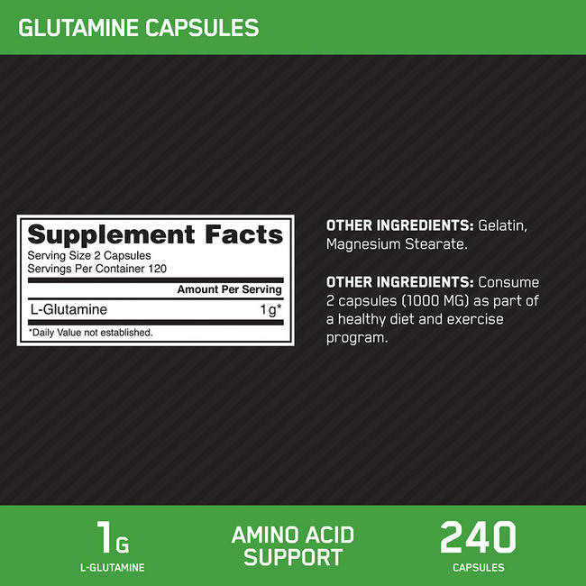 Glutamine Caps Nutritional Information 1