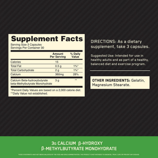 HMB Caps Nutritional Information 1