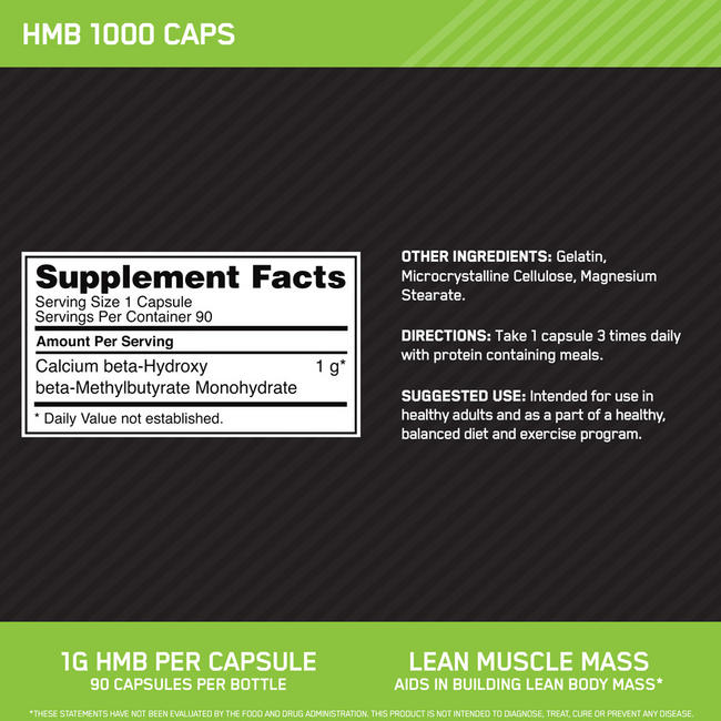 HMB 1000 カプセル Nutritional Information 1