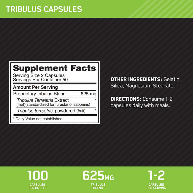 Tribulus Caps Nutritional Information 1