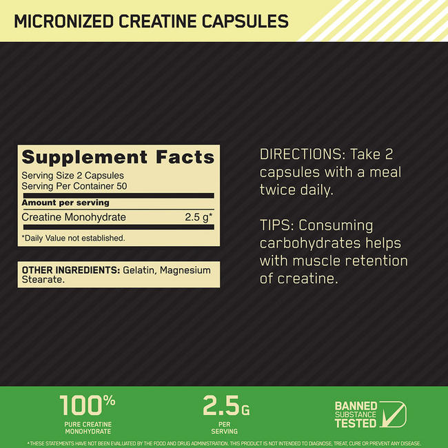 Creatine Caps Nutritional Information 1